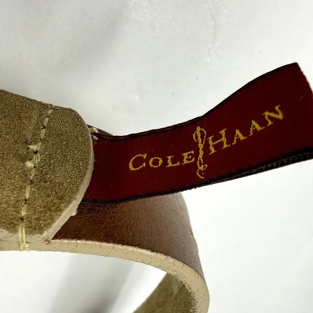 Cole Haan England Suede Leather Belt Tan Solid Brass Buckle 34 NWOT Rare